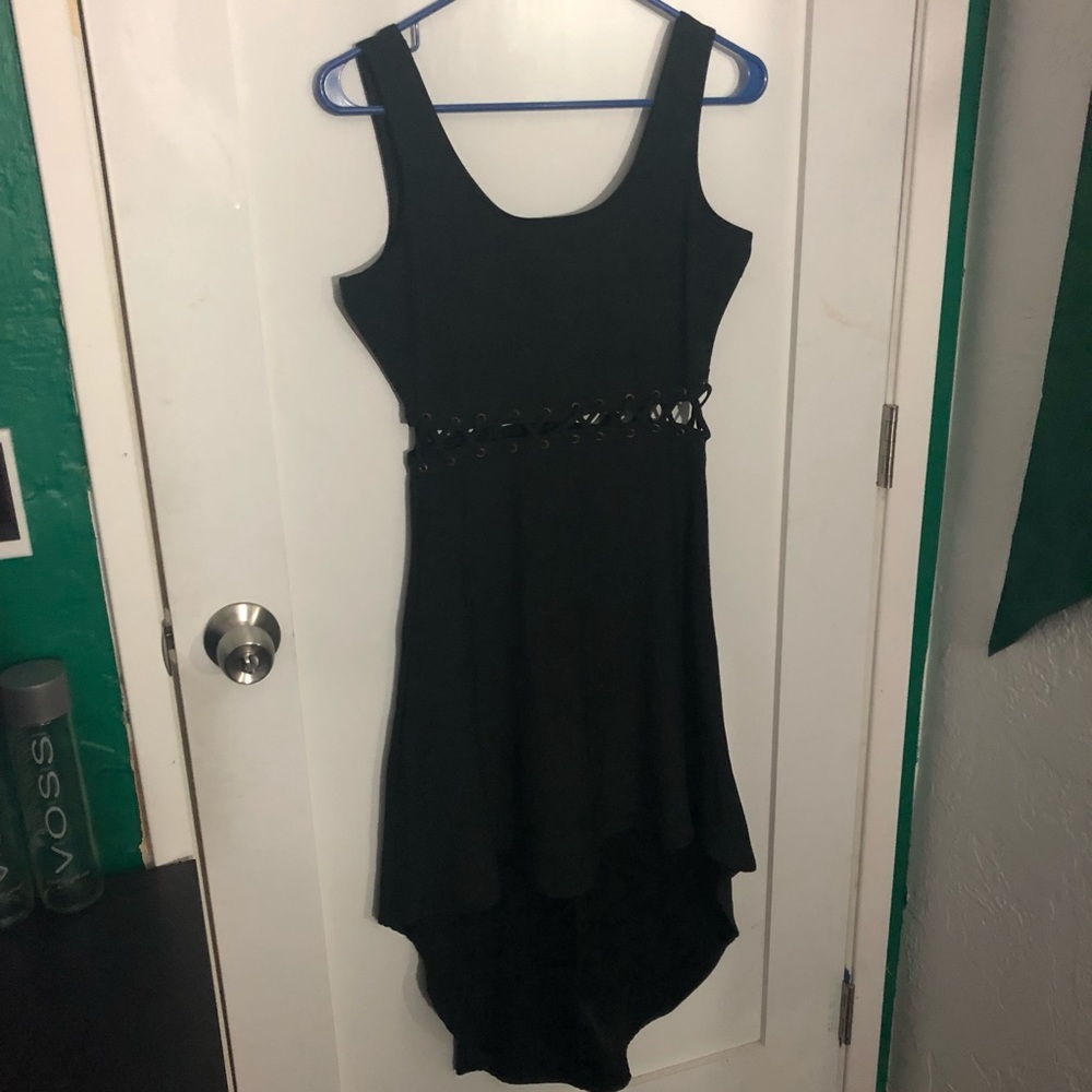 Black Hi-Low Corded Dress